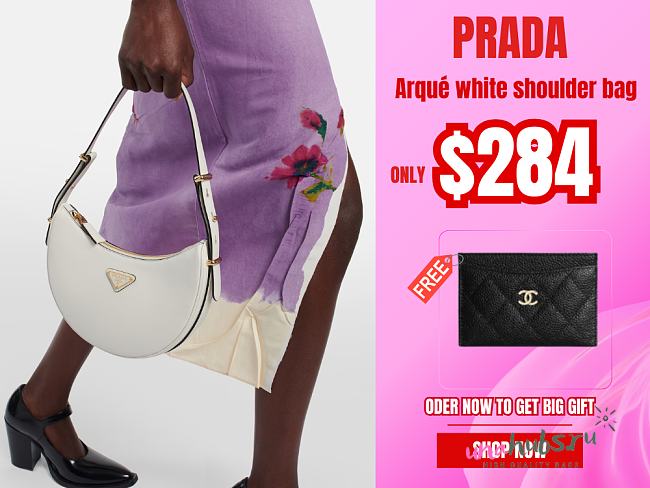 Prada Arqué white leather shoulder bag - 1