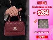 Chanel Coco Handle Bag Red Caviar Leather Bag 14.5x11x5.5cm - 1