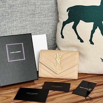 YSL CASSANDRE MATELASSÉ ENVELOPE WALLET IN GRAIN LEATHER BEIGE - 13*9*3CM