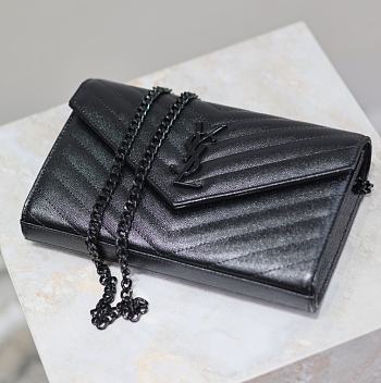 YSL Cassandre Leather wallet-on-chain Black  -22.5x14x4cm