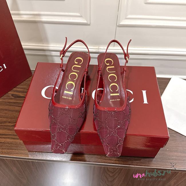 	 Gucci Women's GG crystal slingback pump in red 3.5cm - 1