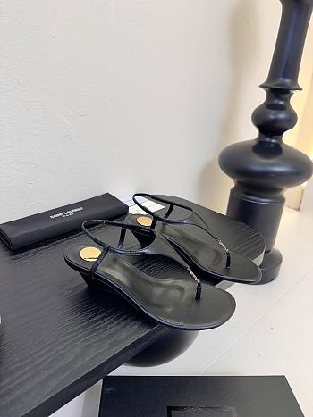 YSL Cassandre 40 leather wedges in black 