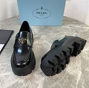 Prada Black Smooth Leather Loafers With Gold Hardware - 6