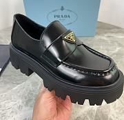 Prada Black Smooth Leather Loafers With Gold Hardware - 5