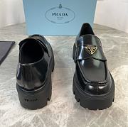 Prada Black Smooth Leather Loafers With Gold Hardware - 2