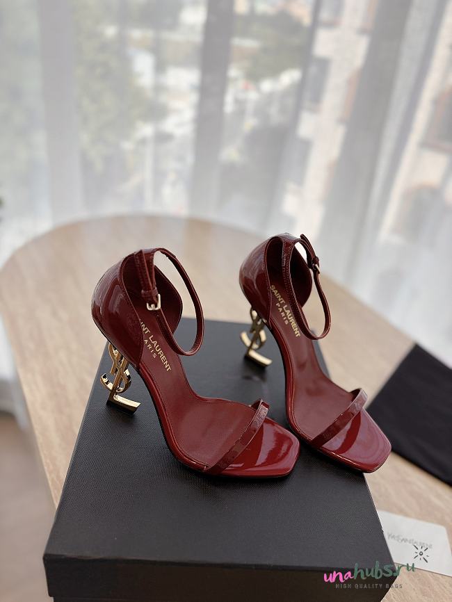 YSL Opyum Ankle Strap Sandal In Red Patent - 1