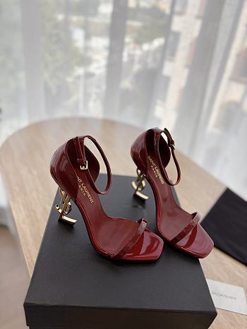 YSL Opyum Ankle Strap Sandal In Red Patent