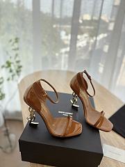 YSL Opyum Ankle Strap Sandal In Brown Patent - 1