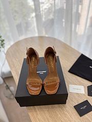 YSL Opyum Ankle Strap Sandal In Brown Patent - 6
