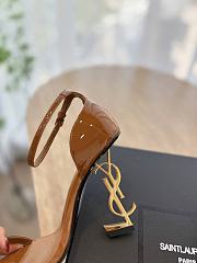 YSL Opyum Ankle Strap Sandal In Brown Patent - 3