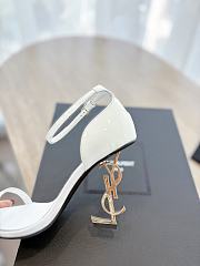 YSL Opyum Ankle Strap Sandal In White Patent - 6