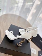 YSL Opyum Ankle Strap Sandal In White Patent - 4
