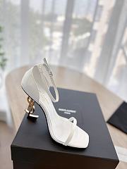 YSL Opyum Ankle Strap Sandal In White Patent - 2
