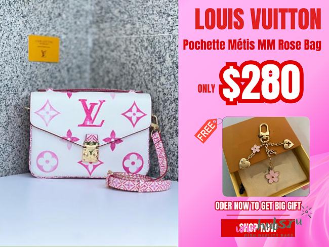 Louis Vuitton New Pochette Métis MM Rose Leather M23055 Bag - 1