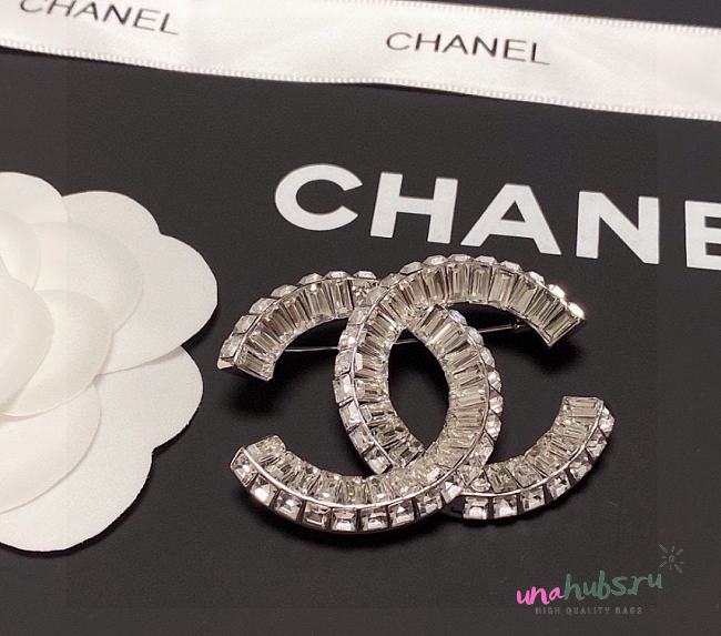 Chanel Palladium Plated Strass CC Brooch - 1