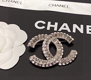 Chanel Palladium Plated Strass CC Brooch - 1