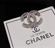 Chanel Palladium Plated Strass CC Brooch - 4