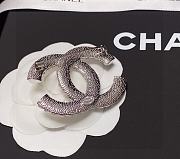 Chanel Palladium Plated Strass CC Brooch - 5