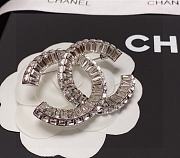 Chanel Palladium Plated Strass CC Brooch - 3