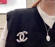 Chanel Palladium Plated Strass CC Brooch - 2