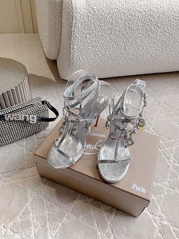 Christian Louboutin 110mm Bombina Pampila Sandals Silver