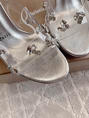 Christian Louboutin Degraqueen 85 Vinyl & Leather Sandal in Silver Metallic - 6