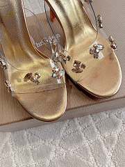 	 Christian Louboutin Degraqueen 85 Vinyl & Leather Sandal in Gold Metallic - 6