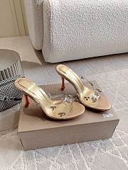 	 Christian Louboutin Degraqueen 85 Vinyl & Leather Sandal in Gold Metallic - 5
