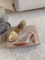 	 Christian Louboutin Degraqueen 85 Vinyl & Leather Sandal in Gold Metallic - 2