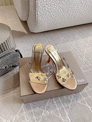 	 Christian Louboutin Degraqueen 85 Vinyl & Leather Sandal in Gold Metallic - 1