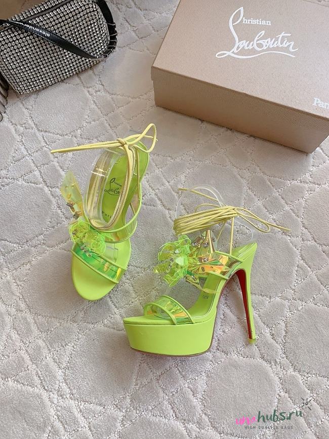 CHRISTIAN LOUBOUTIN  alyah iridescent flower green sole sandals - 1