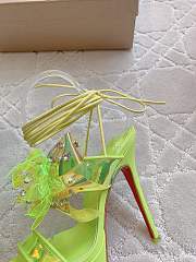 CHRISTIAN LOUBOUTIN  alyah iridescent flower green sole sandals - 4