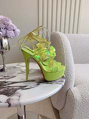 CHRISTIAN LOUBOUTIN  alyah iridescent flower green sole sandals - 2