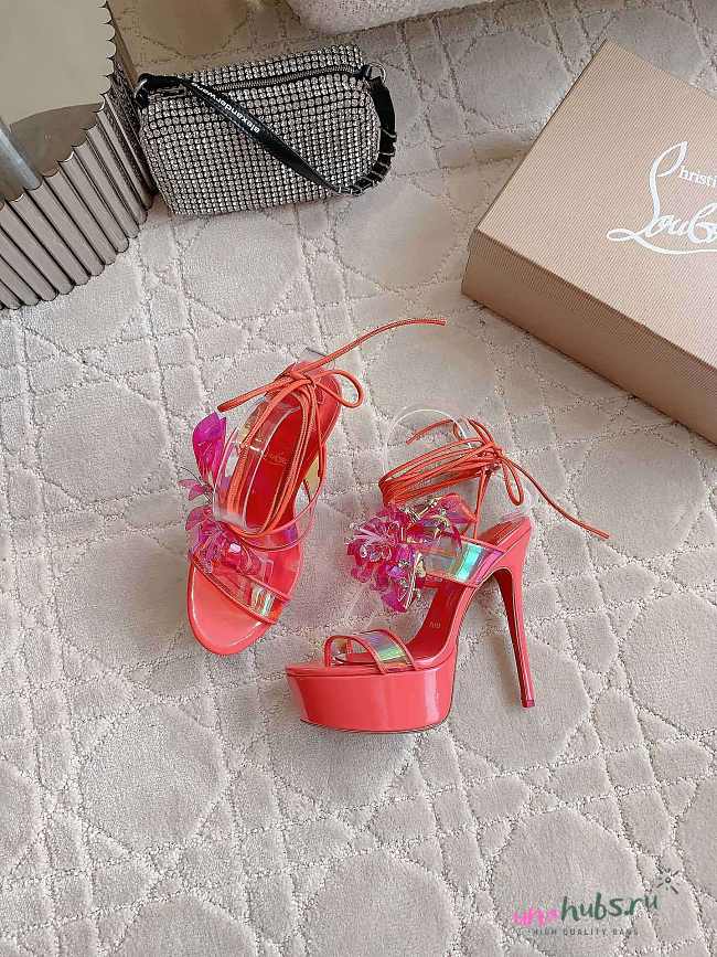 	 CHRISTIAN LOUBOUTIN alyah iridescent flower red sole sandals - 1