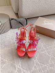 	 CHRISTIAN LOUBOUTIN alyah iridescent flower red sole sandals - 4