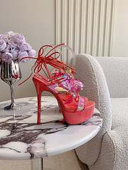 	 CHRISTIAN LOUBOUTIN alyah iridescent flower red sole sandals - 2