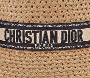 Dior D-Bobby Large Brim Hat Straw with Beige and Black Embroidered Band  - 2
