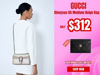 Gucci Dionysus GG Medium Beige / White Bag