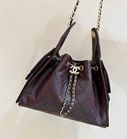 Chanel Drawstring Burgundy Bag Caviar Leather -30x26x14cm - 3