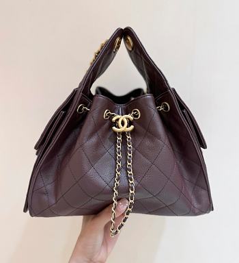 Chanel Drawstring Burgundy Bag Caviar Leather -30x26x14cm