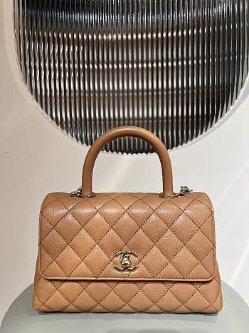 Chanel Caviar Quilted Mini Coco Chain Handle Flap Dark Beige 14x24x10cm