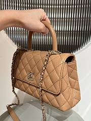 Chanel Caviar Quilted Mini Coco Chain Handle Flap Dark Beige 14x24x10cm - 4