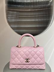 	 Chanel Caviar Quilted Mini Coco Chain Handle Flap Pink 14x24x10cm - 1