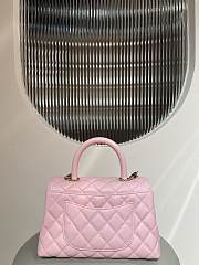 	 Chanel Caviar Quilted Mini Coco Chain Handle Flap Pink 14x24x10cm - 5