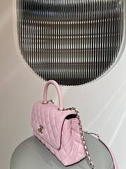 	 Chanel Caviar Quilted Mini Coco Chain Handle Flap Pink 14x24x10cm - 4