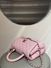 	 Chanel Caviar Quilted Mini Coco Chain Handle Flap Pink 14x24x10cm - 3