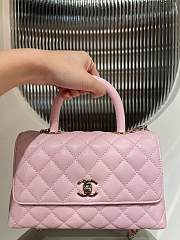 	 Chanel Caviar Quilted Mini Coco Chain Handle Flap Pink 14x24x10cm - 2