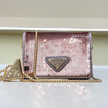Prada Sequined card holder with shoulder strap - 11.5×8×4.5