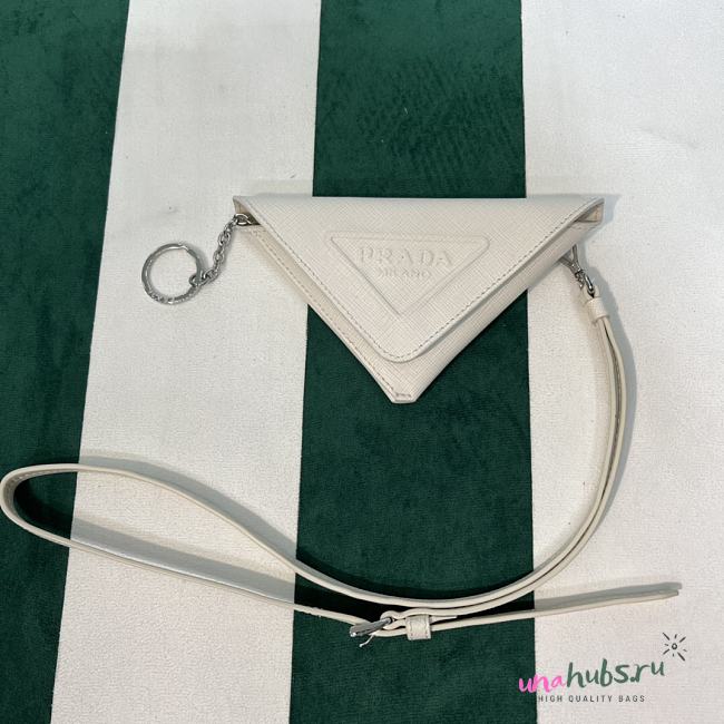 Prada White Leather Pouch with Neck Strap - 16.5×12cm - 1