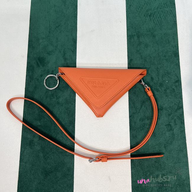 	 Prada Orange Leather Pouch with Neck Strap - 16.5×12cm - 1